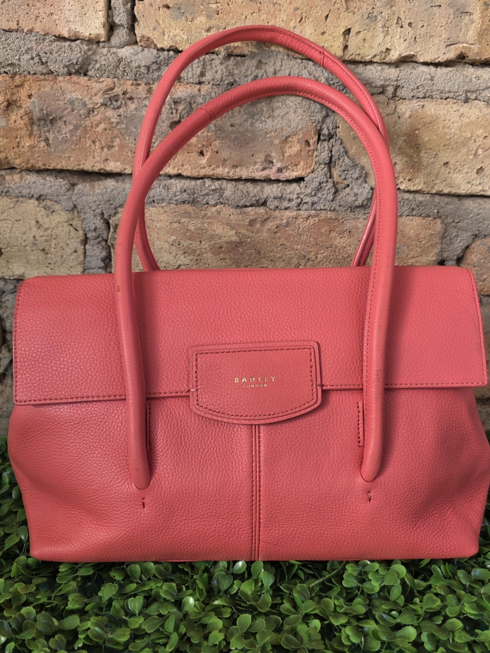 Radley London Coral Pink Pebble Leather Shoulder Bag Tote